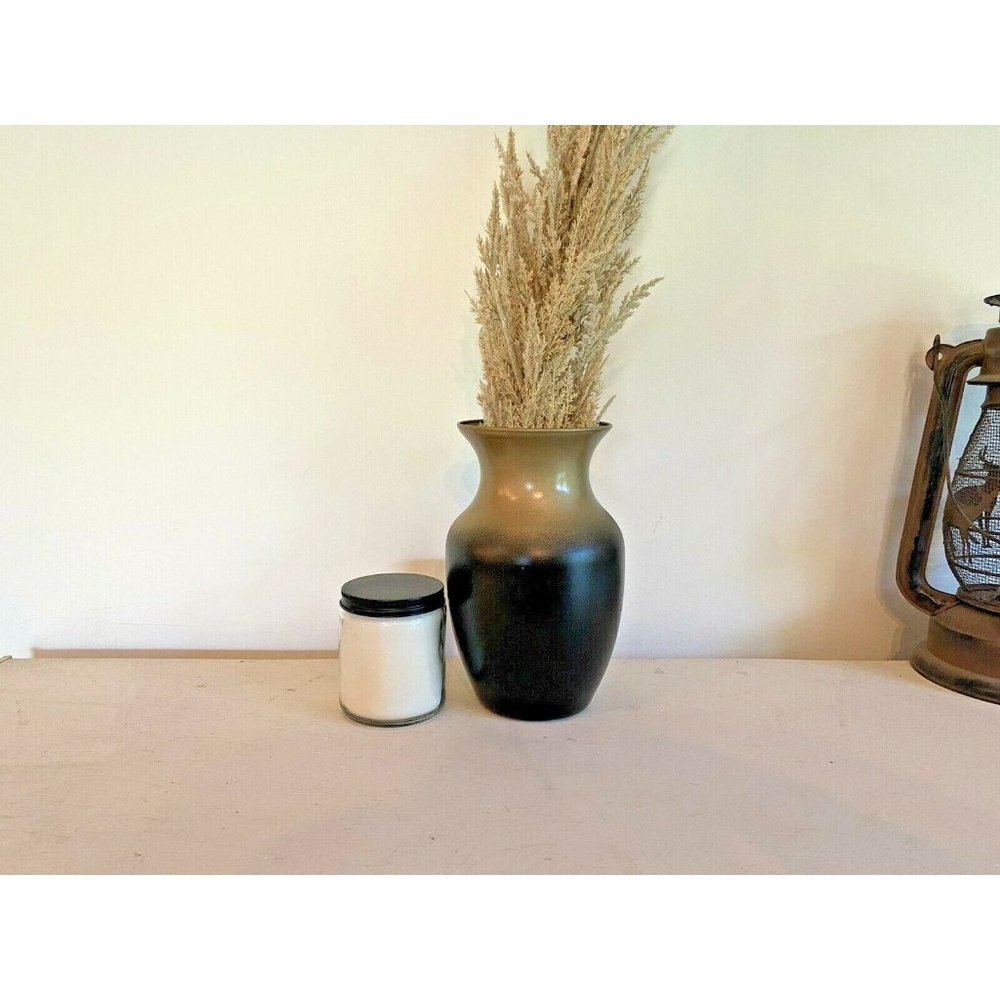 Modern Glass Flower Bud Vase 8" Black Gold Decor Hand Painted Vessel Cute Gift